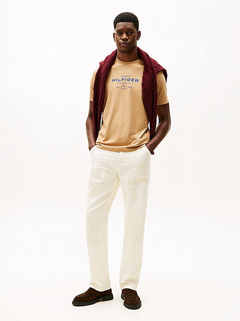 Erkek Essential Stack Graphic T-shirt Bej  MW0MW40002GV7