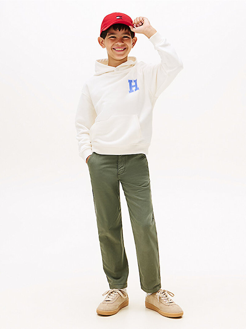 Erkek Çocuk Varsity Multi Badge Sweatshirt Beyaz  KB0KB10177YA8