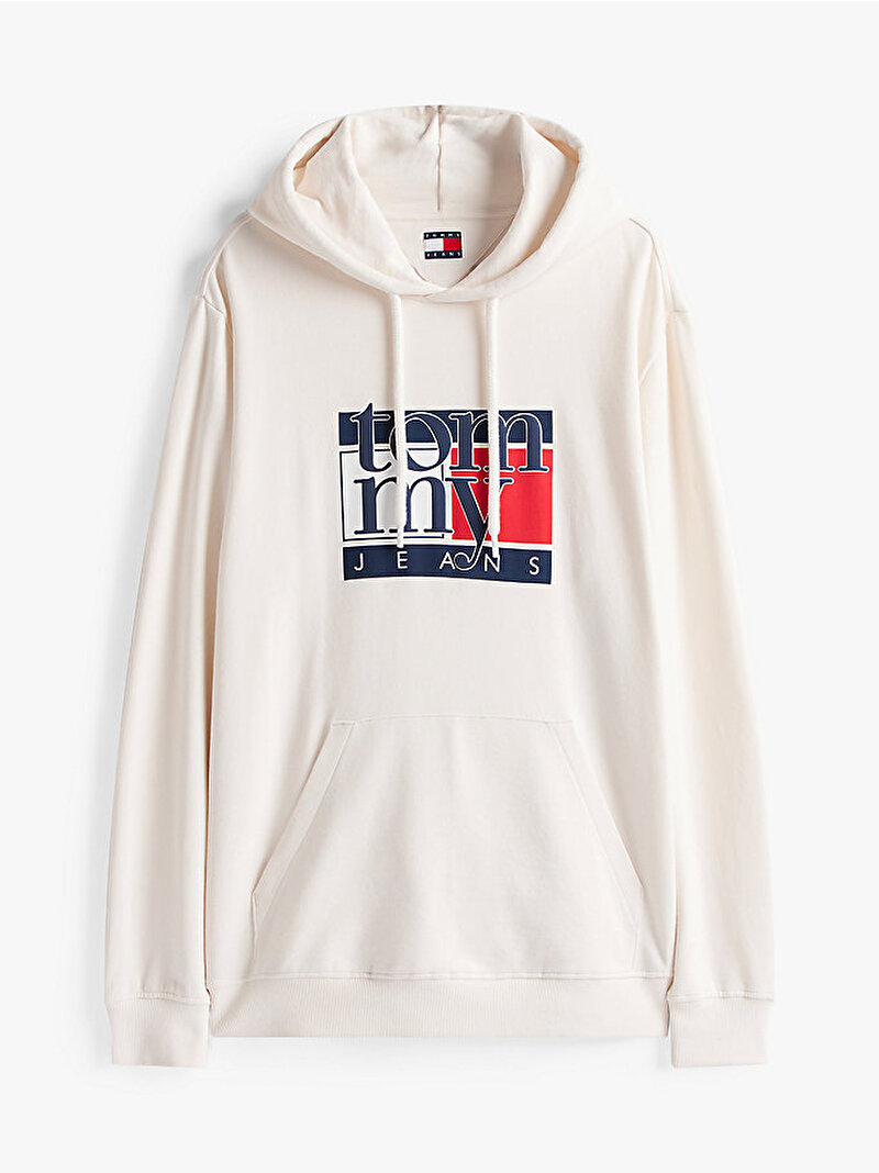 Erkek TJM Regular Flag Hoodie Beyaz  DM0DM22092YBH