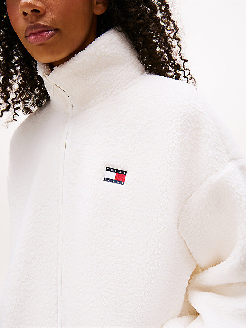 Kadın TJW Zip Through Badge Hoodie Beyaz  DW0DW21596YBH