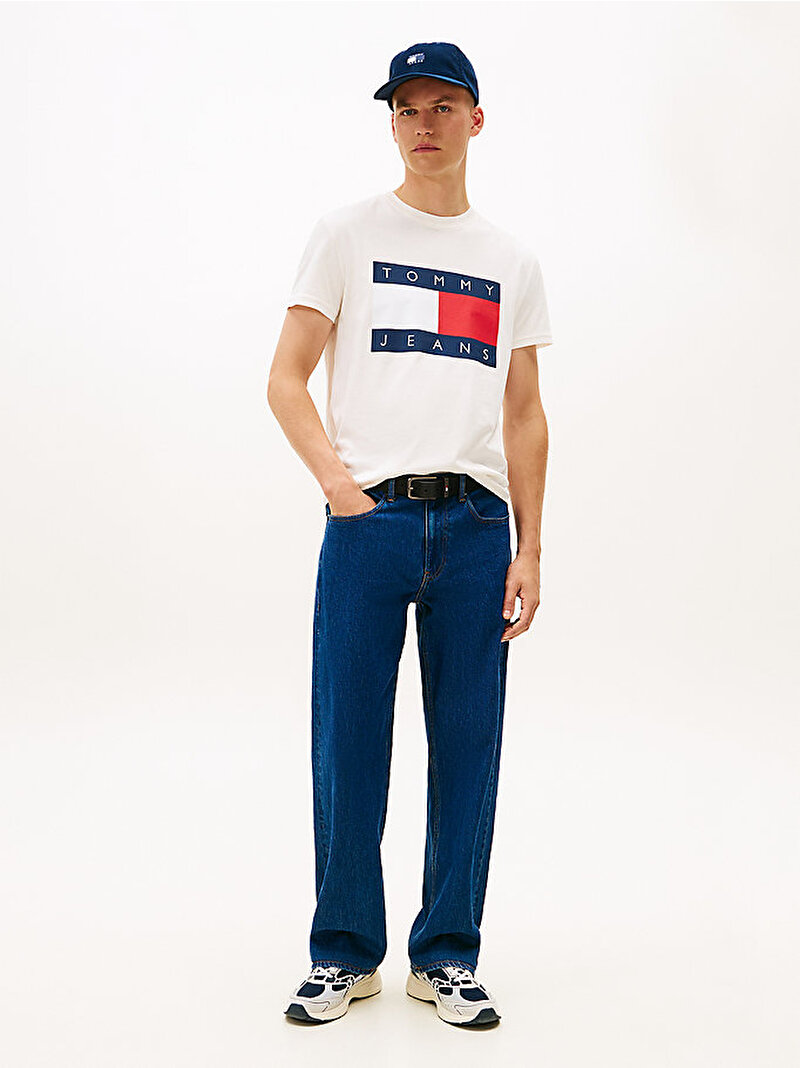 Erkek TJM Regular Big Flag T-shirt Beyaz  DM0DM22645YBH