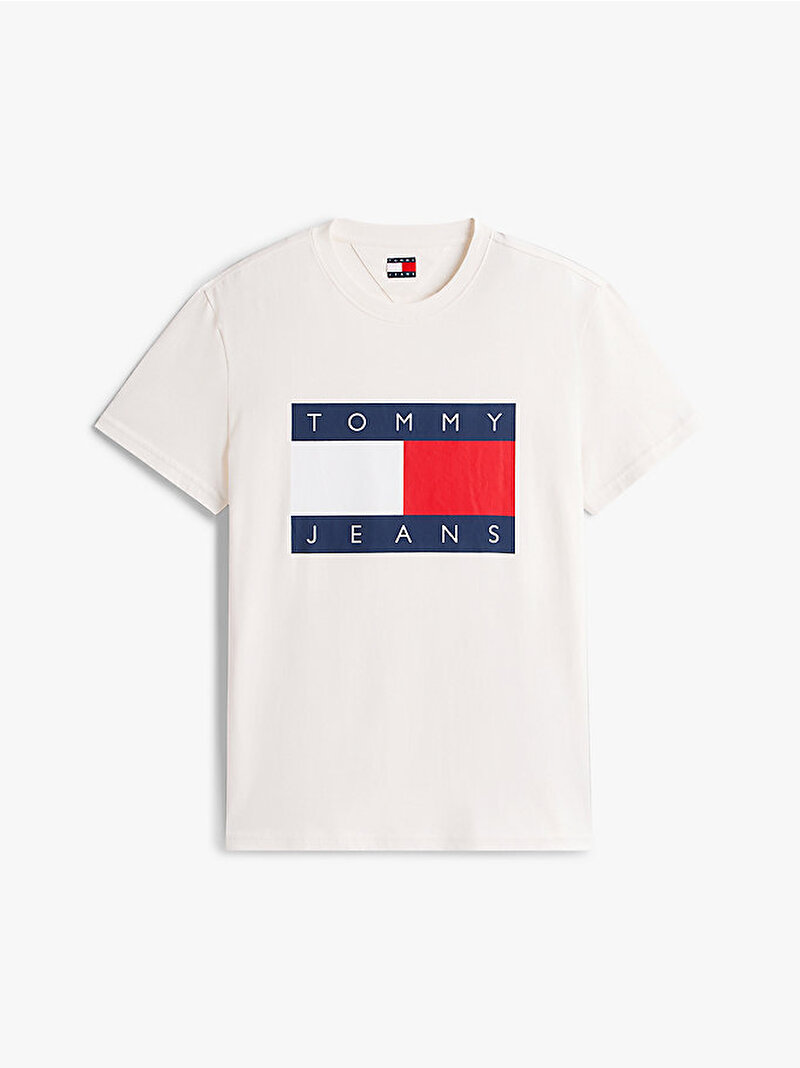 Erkek TJM Regular Big Flag T-shirt Beyaz  DM0DM22645YBH