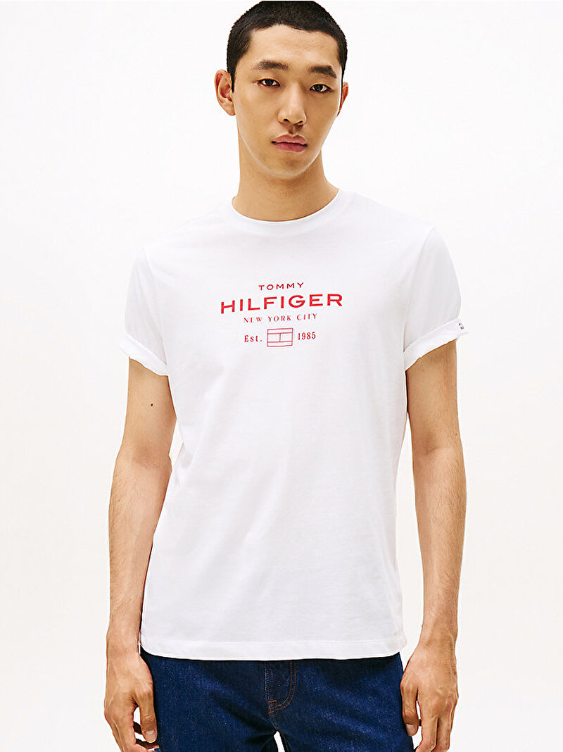 Erkek Essential Stack Graphic T-shirt Beyaz  MW0MW40002YBR