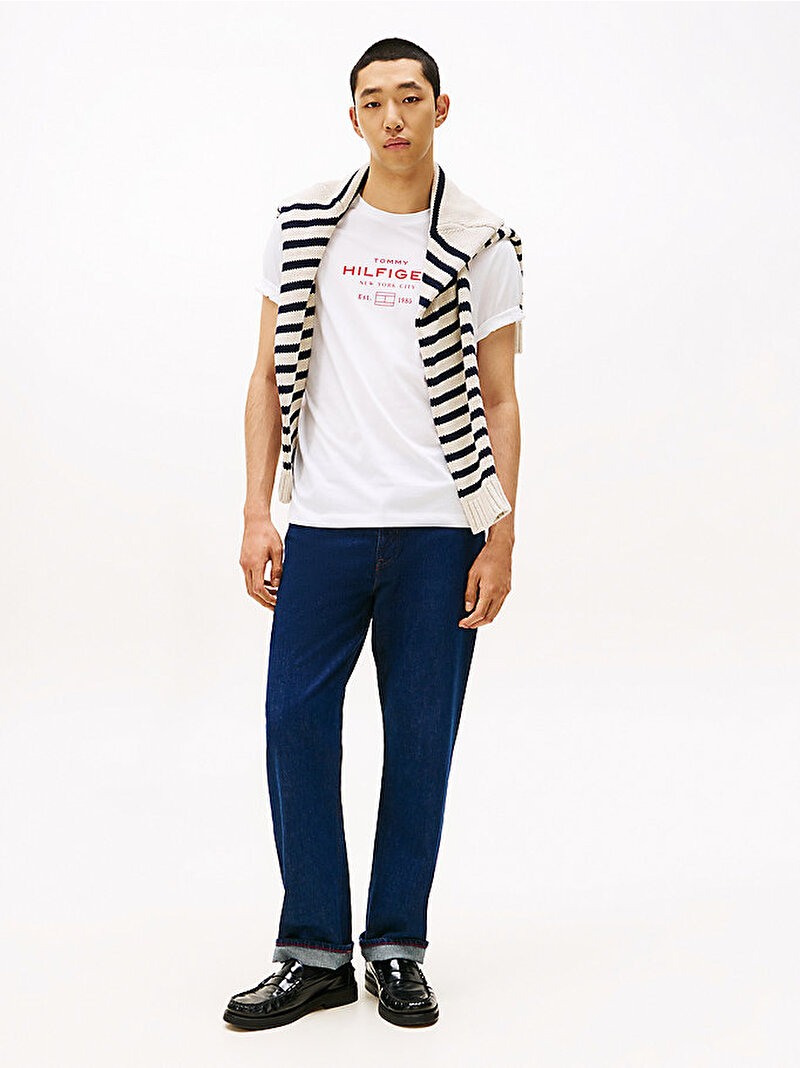 Erkek Essential Stack Graphic T-shirt Beyaz  MW0MW40002YBR