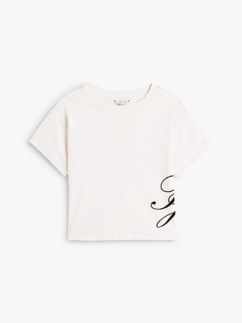 Kadın TH Script Relax T-shirt Beyaz  WW0WW47314YA8