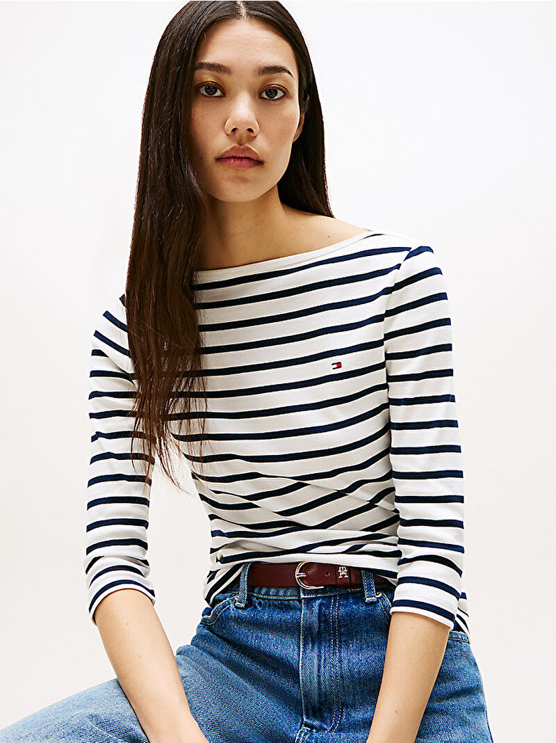 Kadın Slim Cody Boat Neck T-shirt Çok renkli WW0WW4058903L