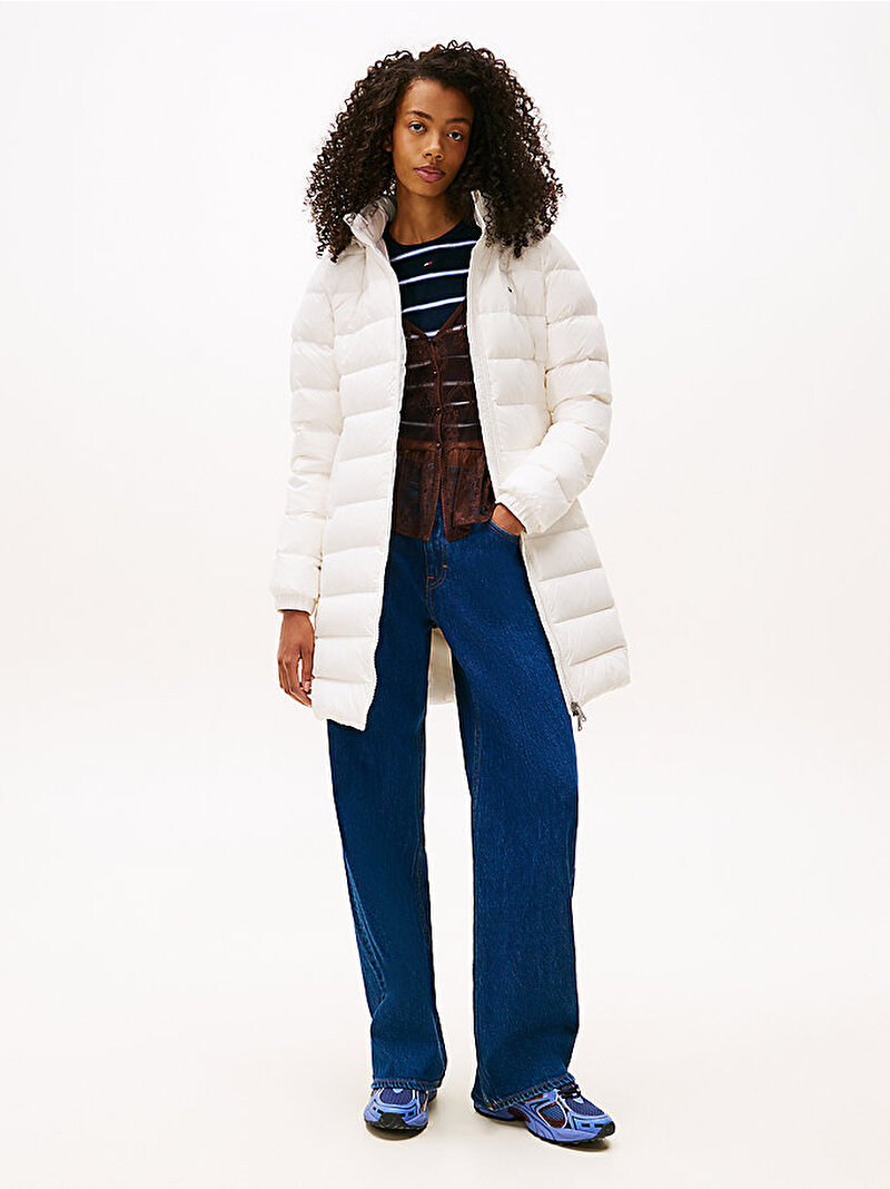 Kadın TJW Essential Hooded Puffer Mont Ekru DW0DW18864YBL