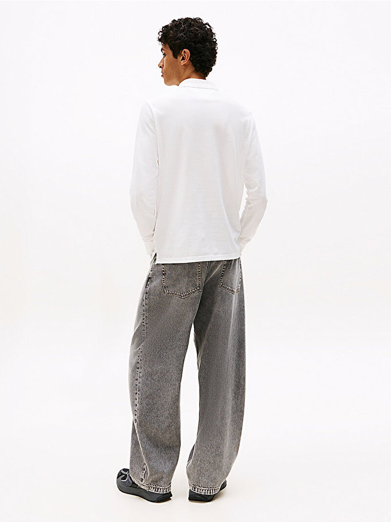 Erkek TJM Slim Placket Polo T-shirt Ekru DM0DM20232YBL