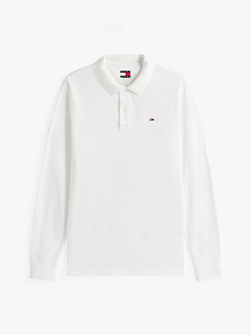 Erkek TJM Slim Placket Polo T-shirt Ekru DM0DM20232YBL