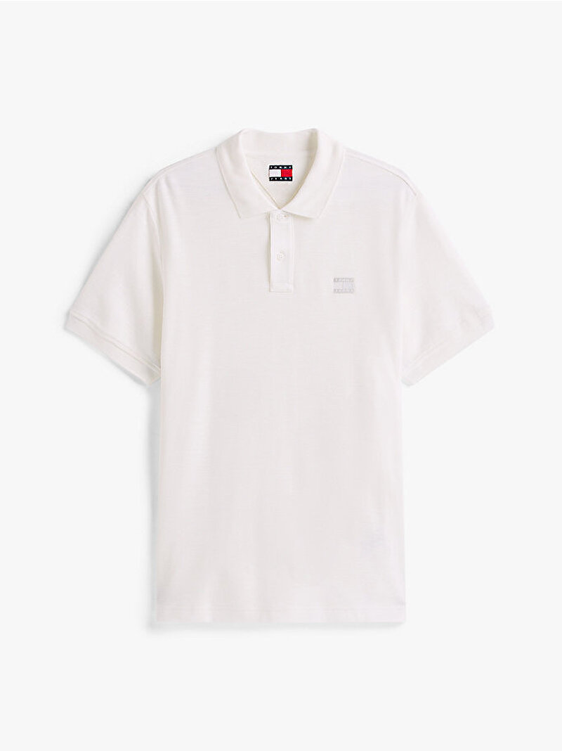 Erkek TJM Regular Badge Polo T-shirt Ekru DM0DM22063YBL