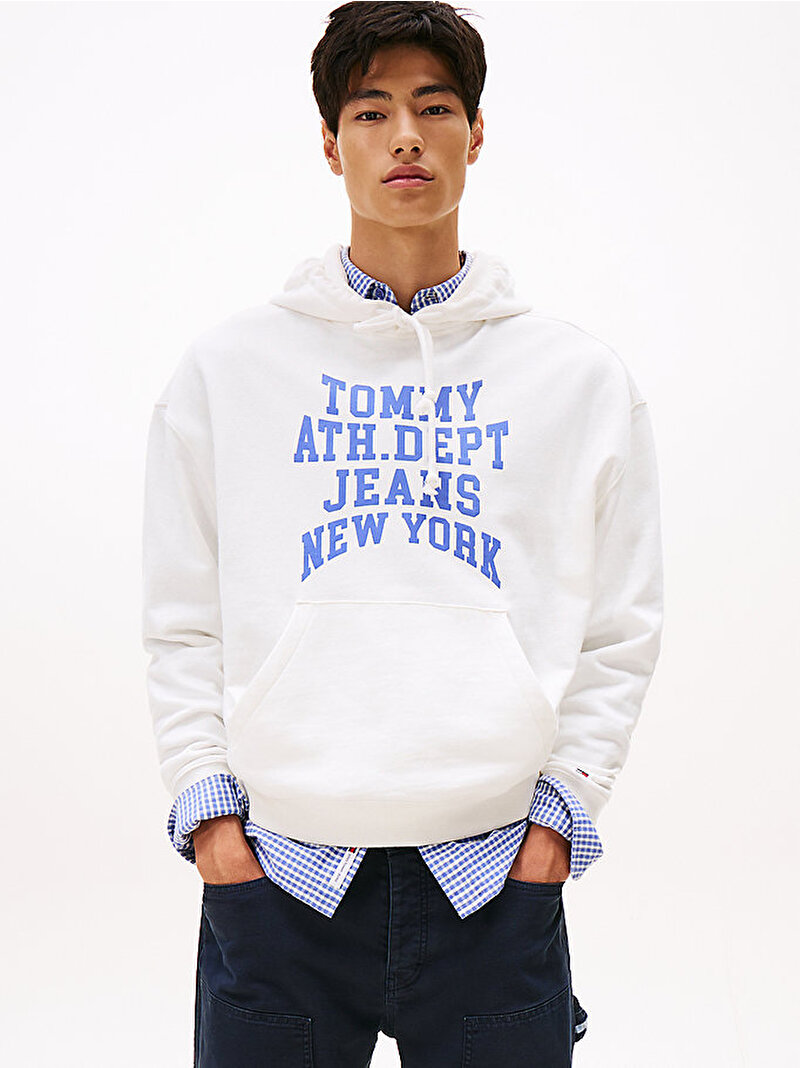 Erkek TJM 90s Varsity Hoodie Ekru DM0DM22082YBL