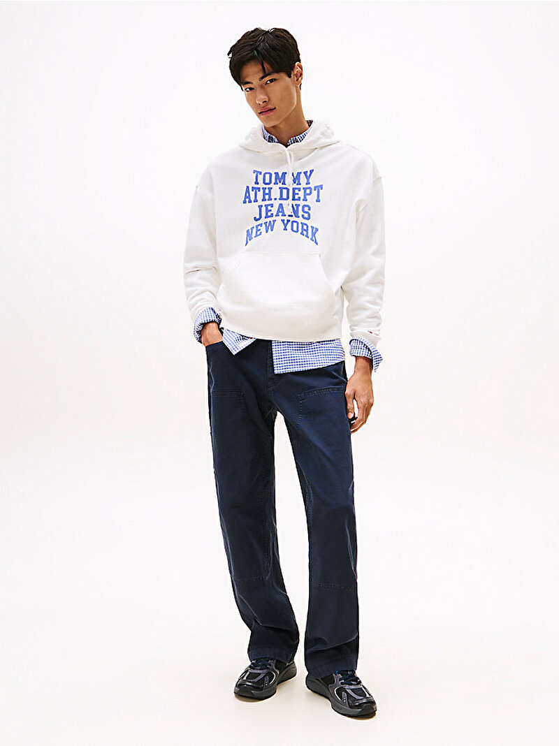 Erkek TJM 90s Varsity Hoodie Ekru DM0DM22082YBL