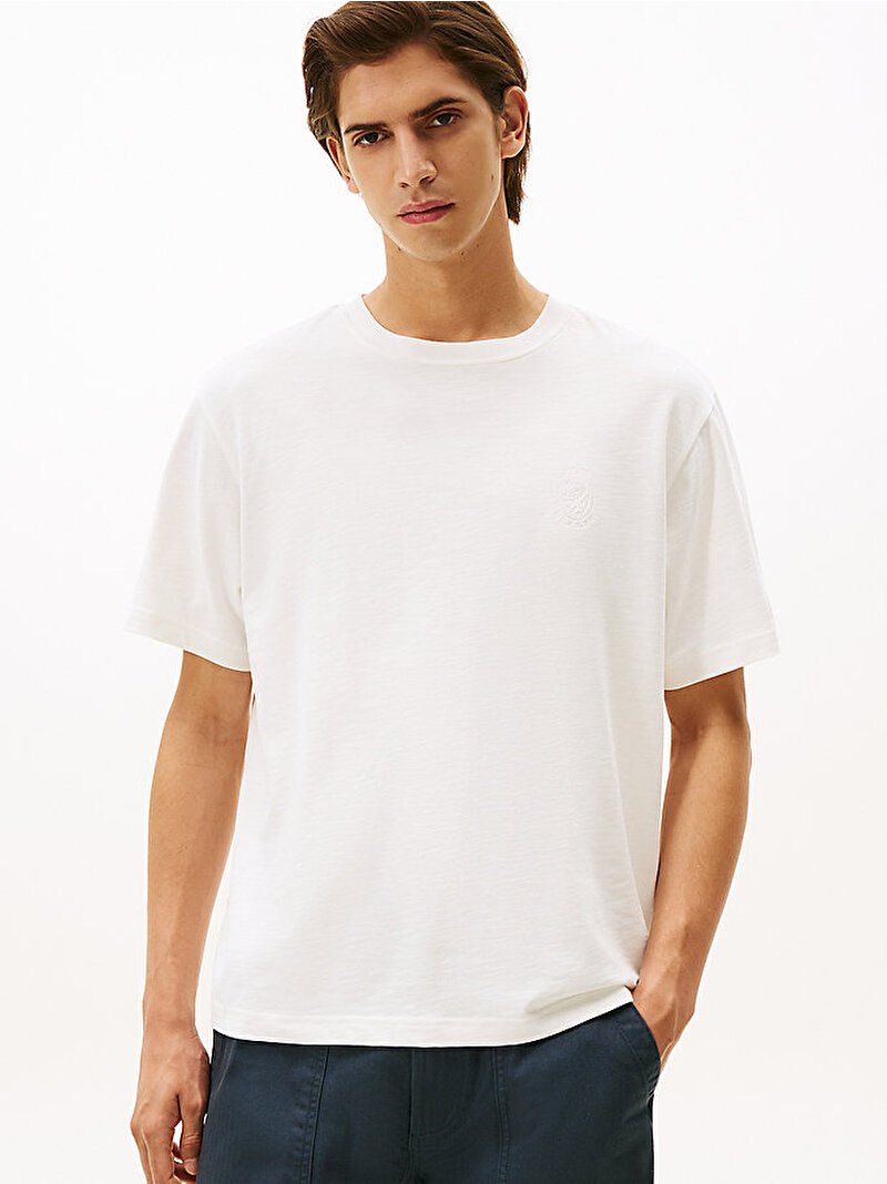 Erkek Small Crest Graphic T-shirt Ekru MW0MW40019YBL