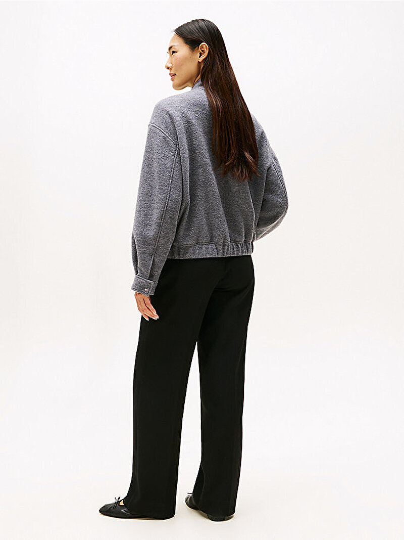 Kadın Wool Texture Regular Bomber Ceket Gri WW0WW45724P03