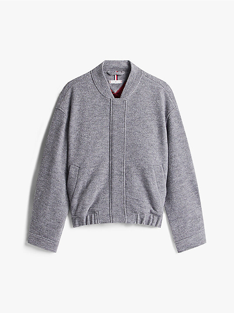 Kadın Wool Texture Regular Bomber Ceket Gri WW0WW45724P03