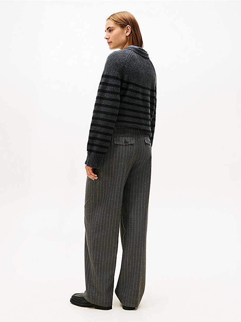 Kadın Pinstripe Loose Straight Pantolon Gri WW0WW475500CT