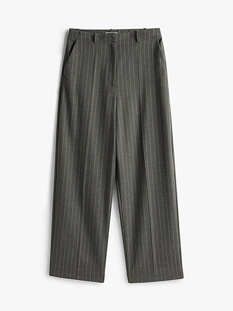 Kadın Pinstripe Loose Straight Pantolon Gri WW0WW475500CT