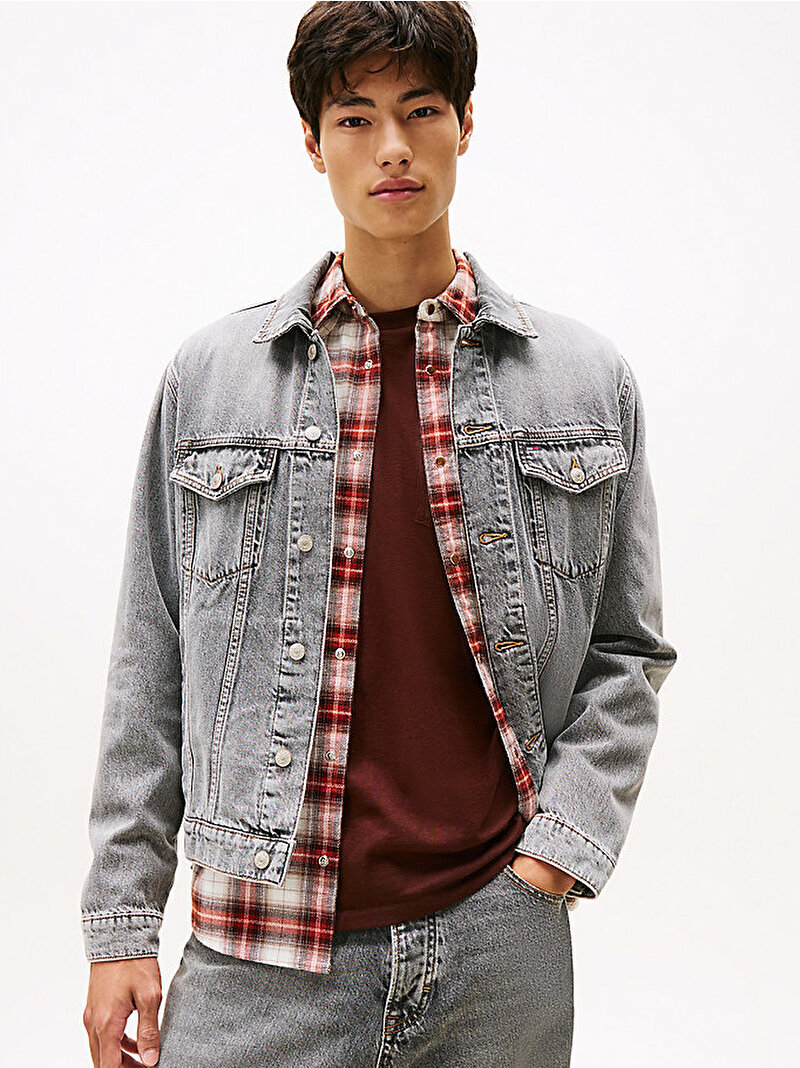 Erkek Ryan Regular Trucker Denim Ceket Gri DM0DM219641DA