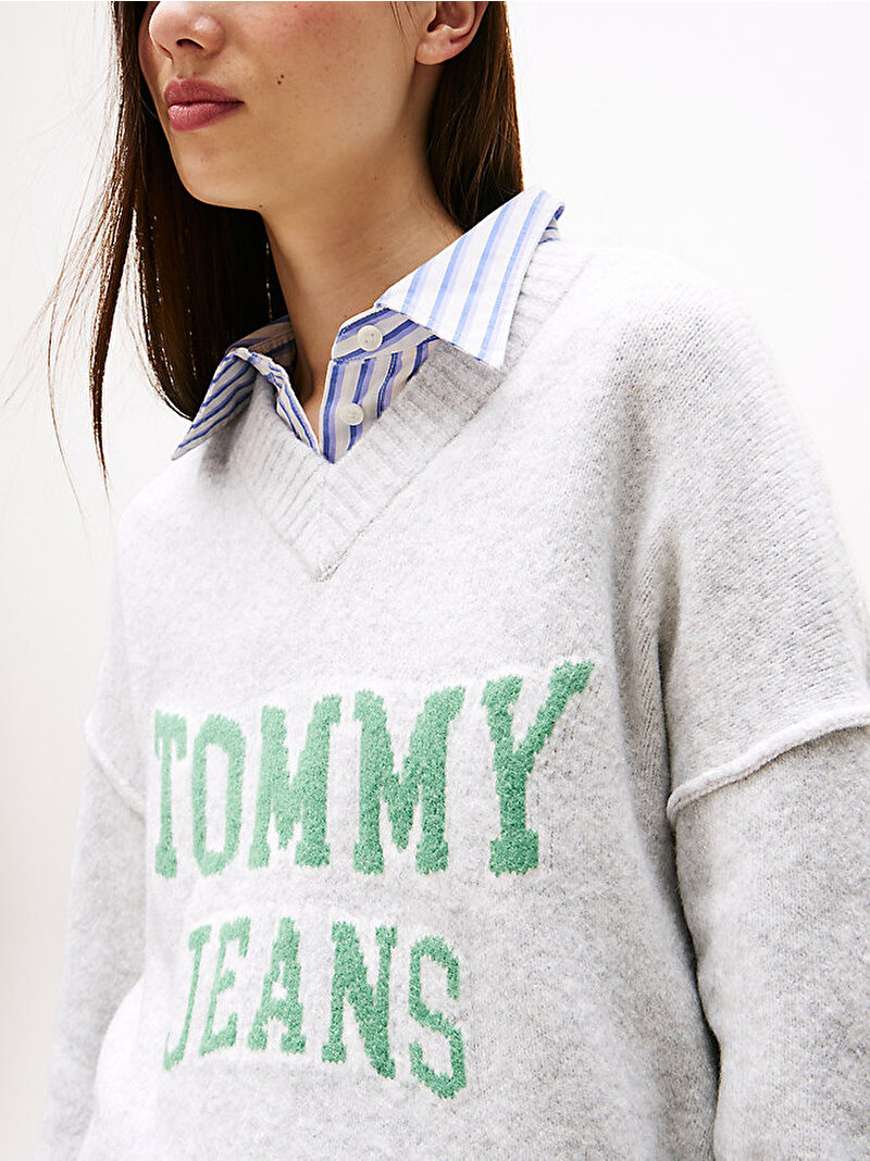 Kadın TJW Varsity Vneck Kazak Gri DW0DW21711P09