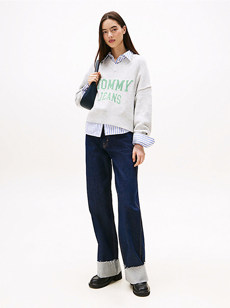 Kadın TJW Varsity Vneck Kazak Gri DW0DW21711P09