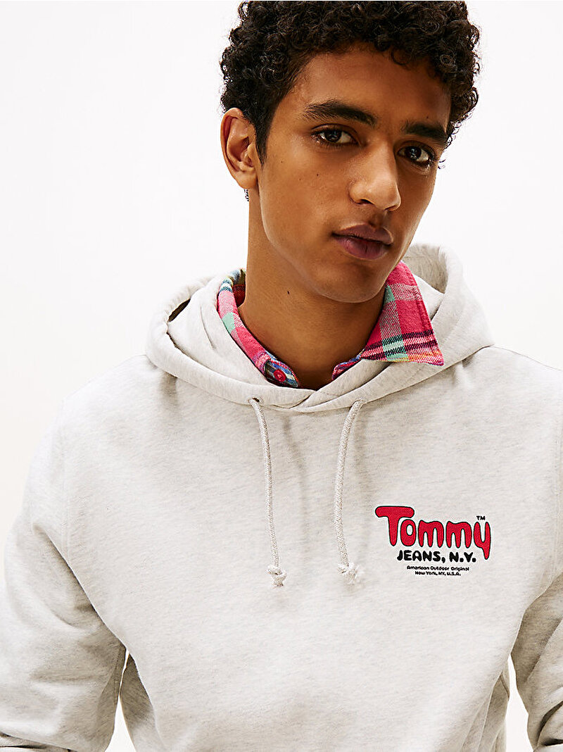 Erkek TJM Regular Font Play Hoodie Gri DM0DM22086P09