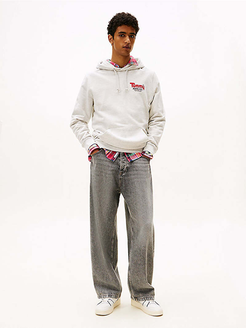 Erkek TJM Regular Font Play Hoodie Gri DM0DM22086P09