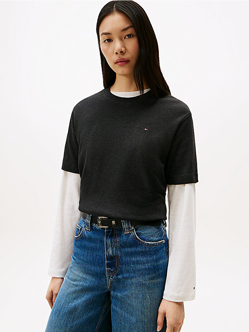 Kadın Modern Interlock Boxy T-shirt Gri WW0WW47458P4E