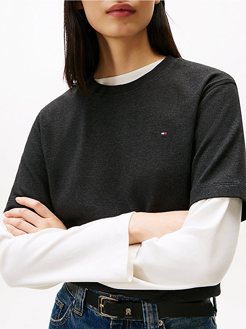 Kadın Modern Interlock Boxy T-shirt Gri WW0WW47458P4E