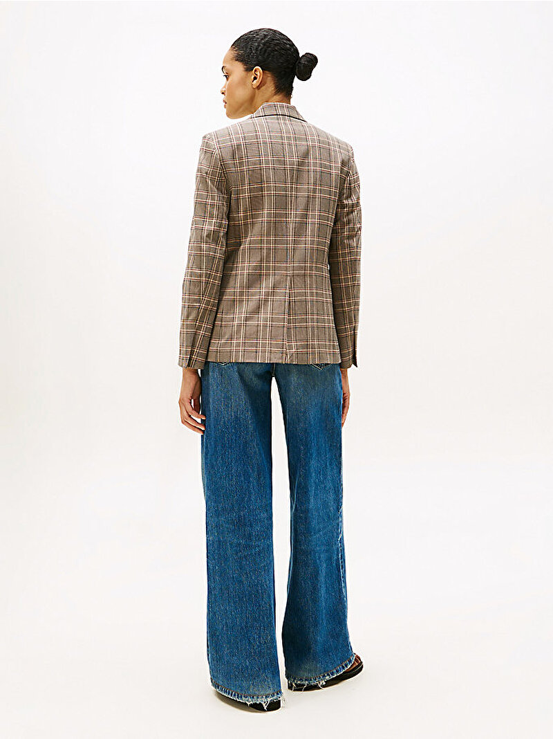 Kadın Core Check Regular Straight Blazer Kahverengi WW0WW473300M7