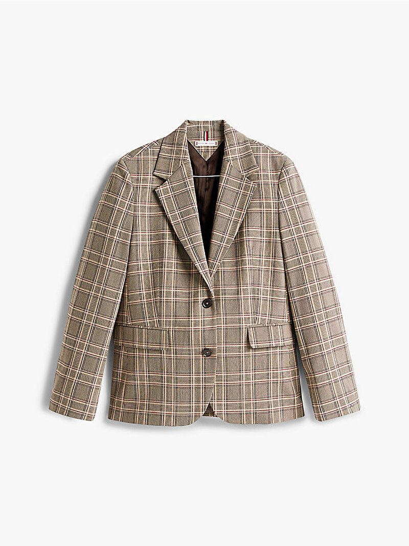 Kadın Core Check Regular Straight Blazer Kahverengi WW0WW473300M7