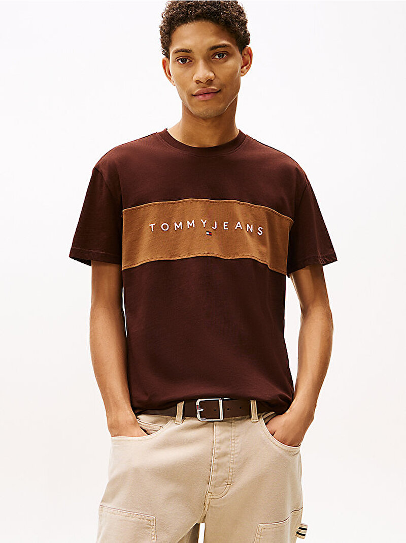 Erkek TJM Regular Colorblock T-shirt Kahverengi DM0DM21933GS7