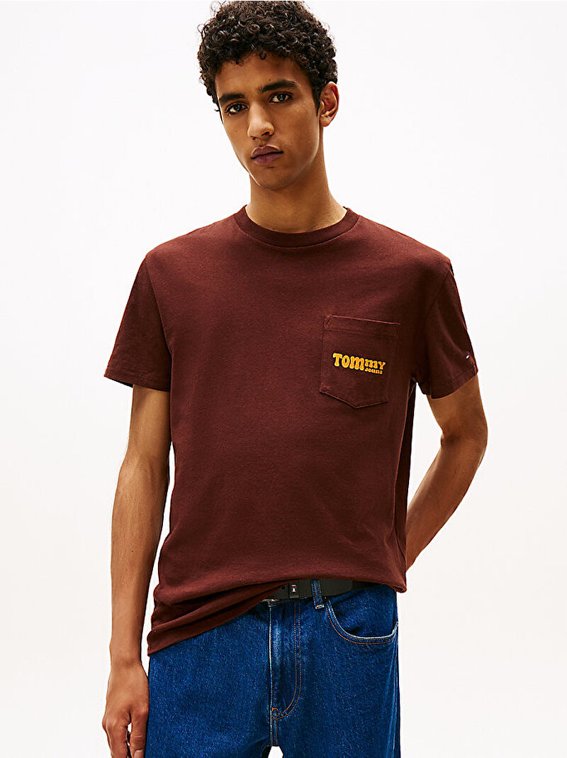 Erkek TJM Regular Font Play T-shirt Kahverengi DM0DM22050GS7