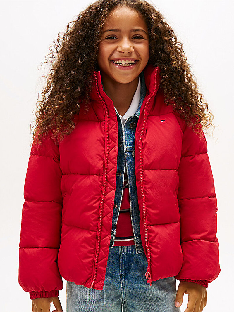 Çocuk Unisex Flag Puffer Mont Kırmızı KS0KS00717XLD
