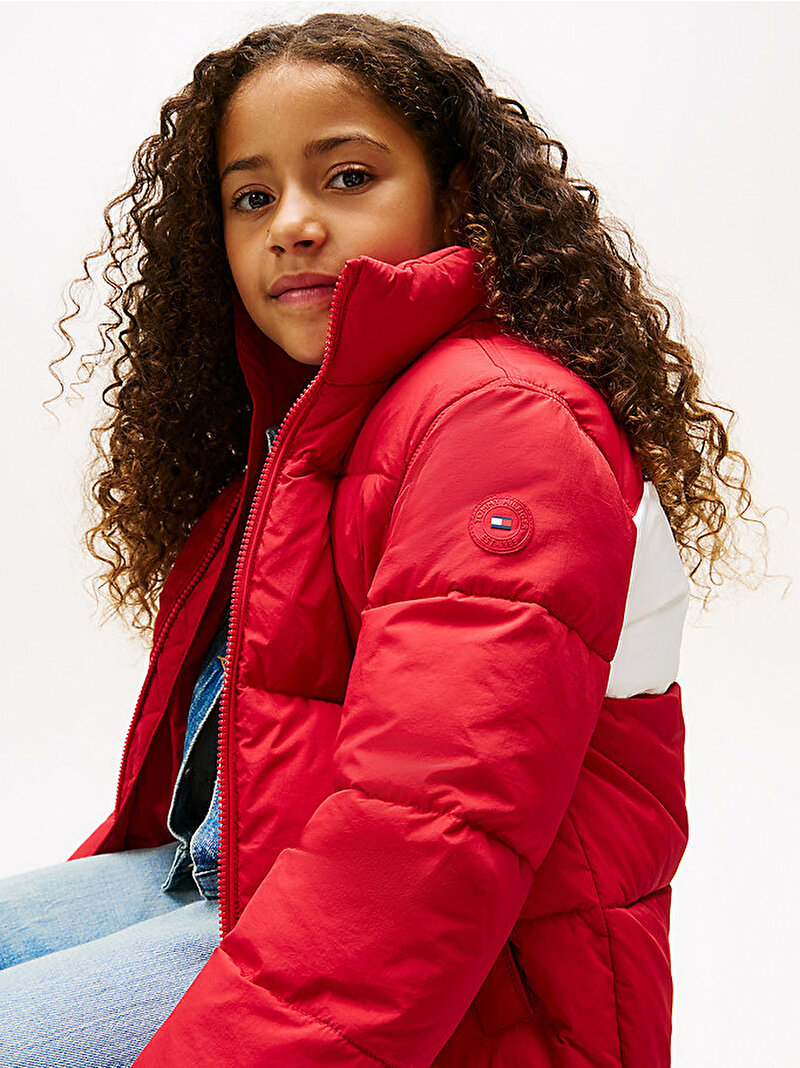 Çocuk Unisex Flag Puffer Mont Kırmızı KS0KS00717XLD