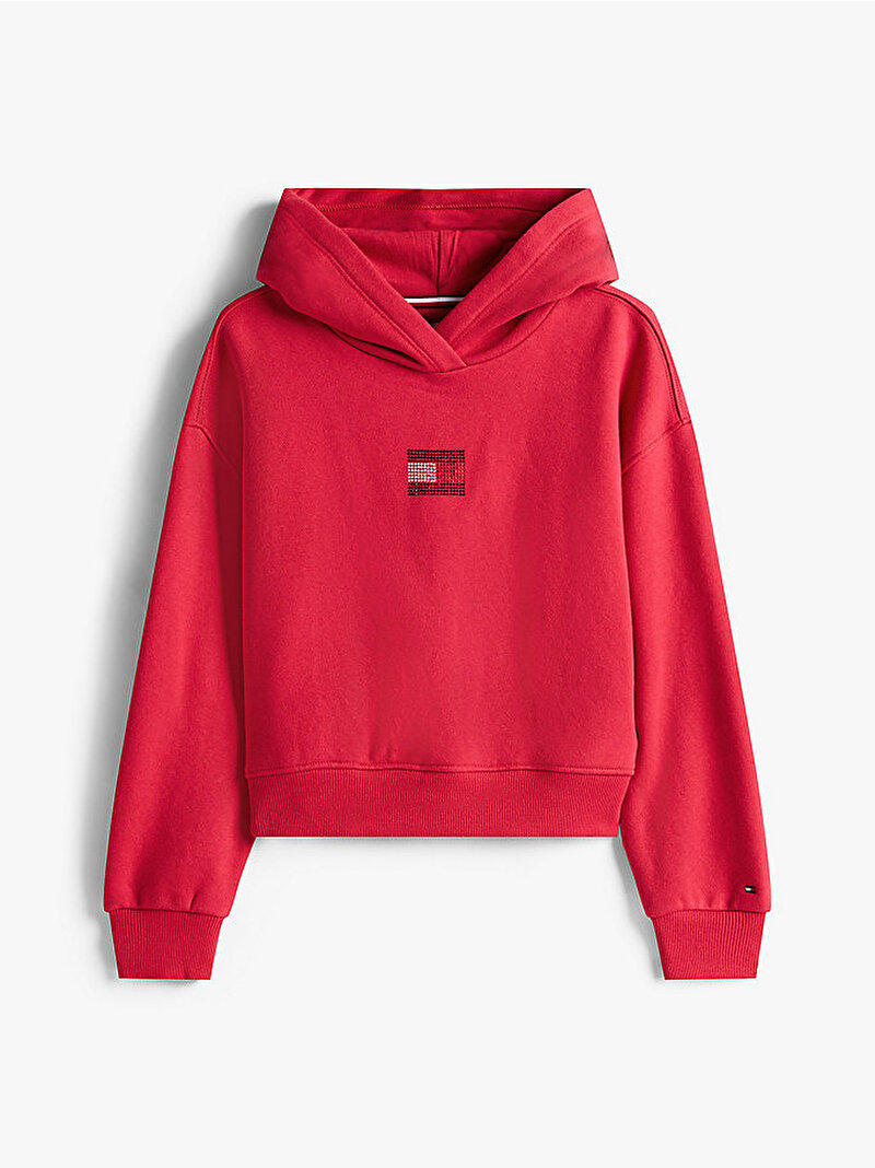 Kız Çocuk Rhine Stone Flag Hoodie Kırmızı KG0KG09016XJP