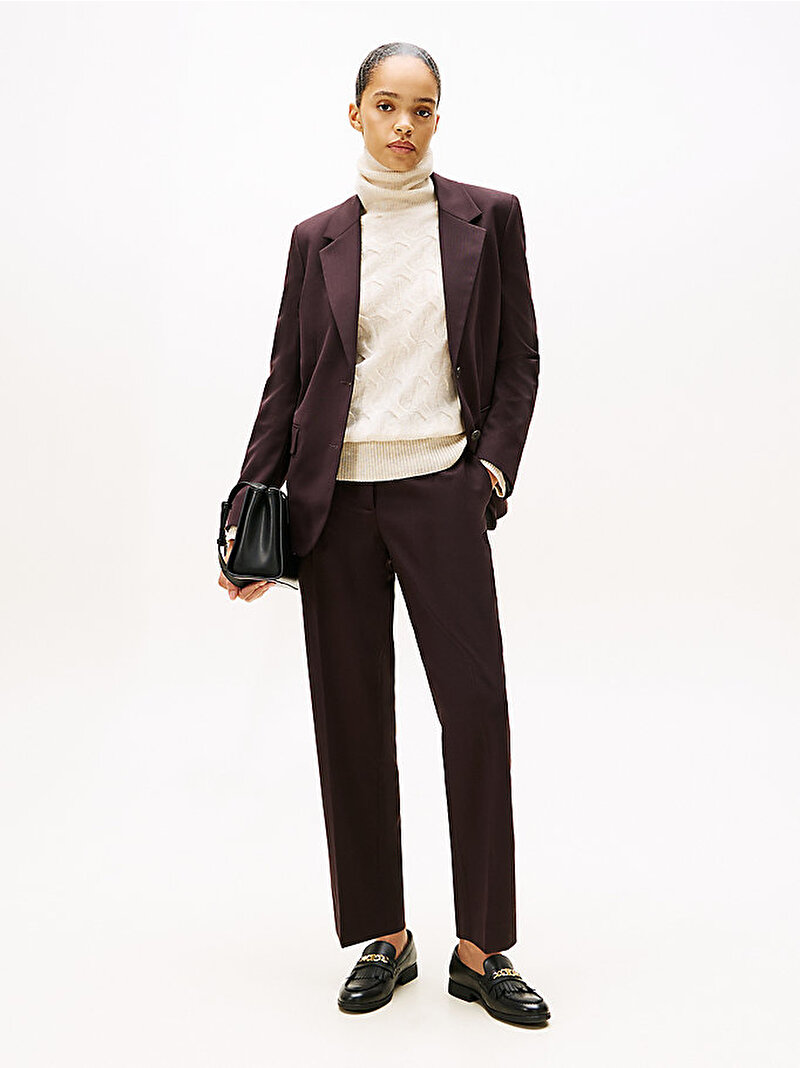 Kadın Timeless Wool Slim Pantolon Kırmızı WW0WW48353XIH