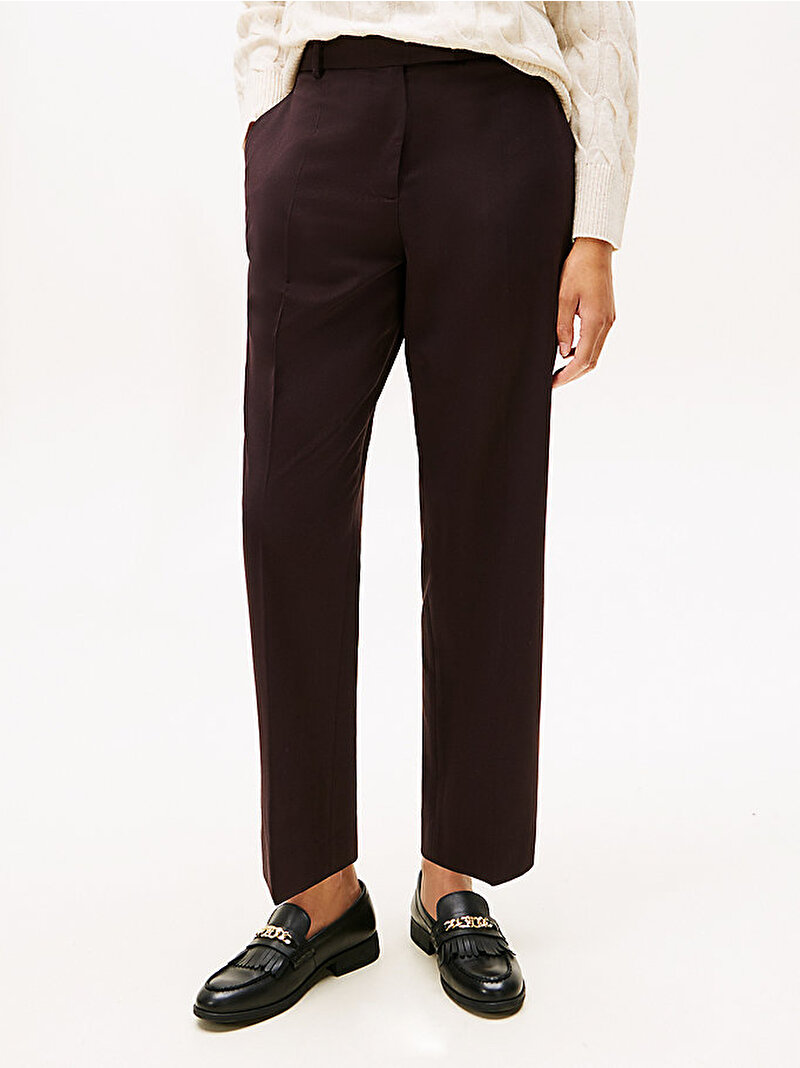 Kadın Timeless Wool Slim Pantolon Kırmızı WW0WW48353XIH