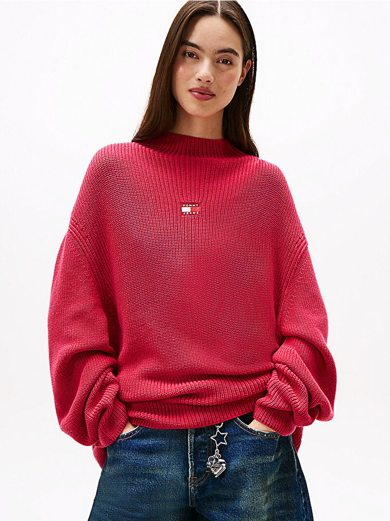 Kadın TJW Mockneck Badge Kazak Kırmızı DW0DW21676XJP