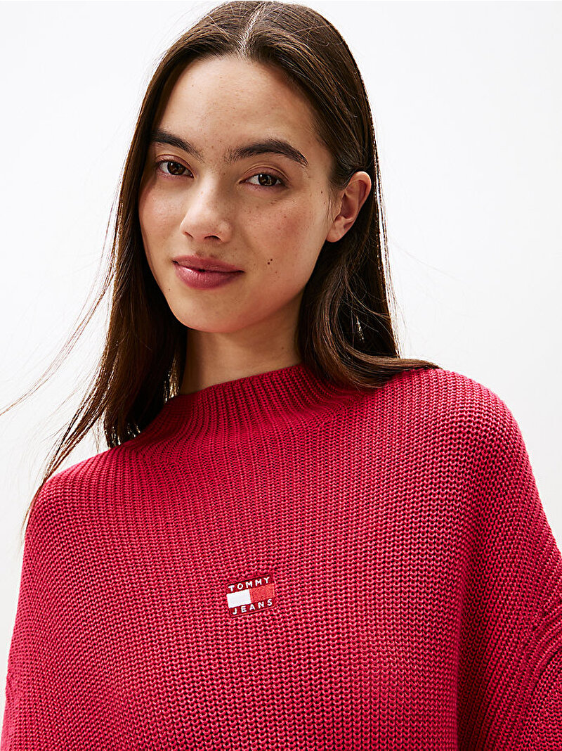 Kadın TJW Mockneck Badge Kazak Kırmızı DW0DW21676XJP