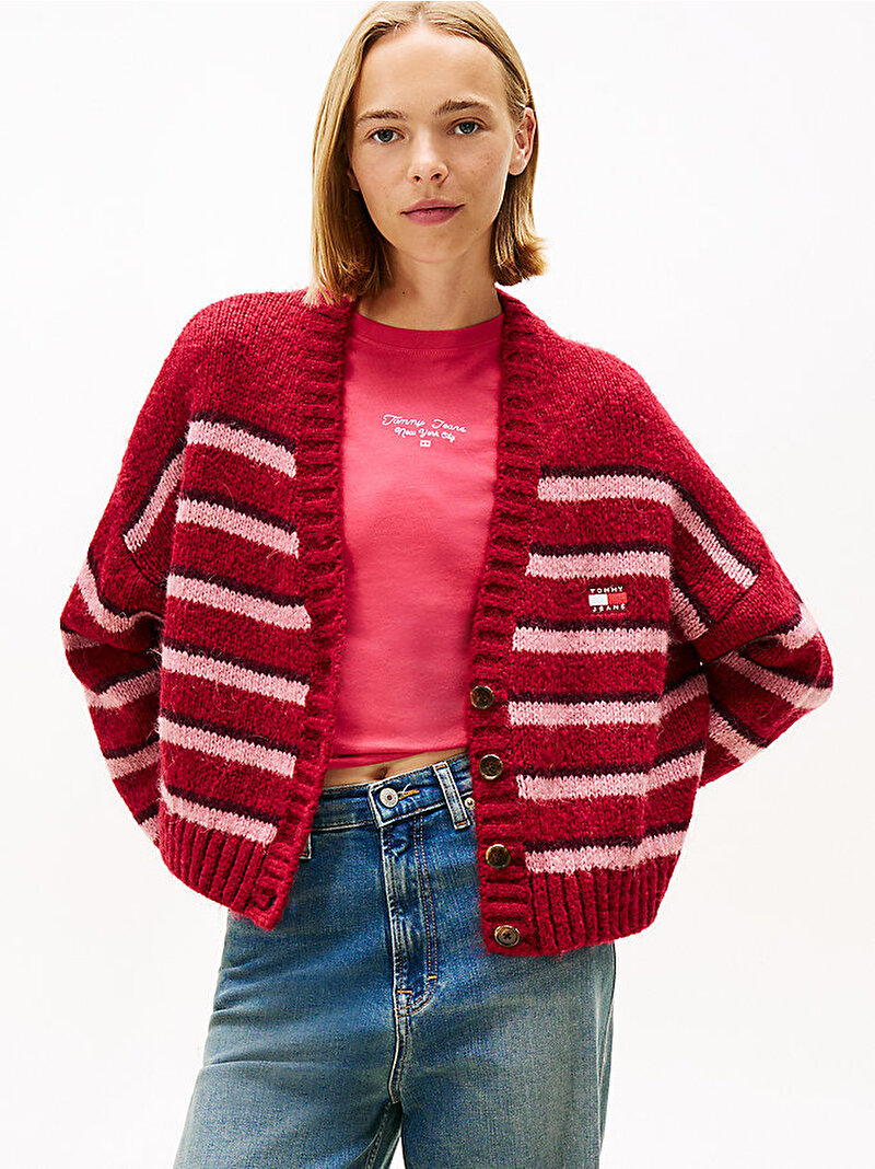Kadın TJW Badge Stripe Hırka Kırmızı DW0DW21678XJP