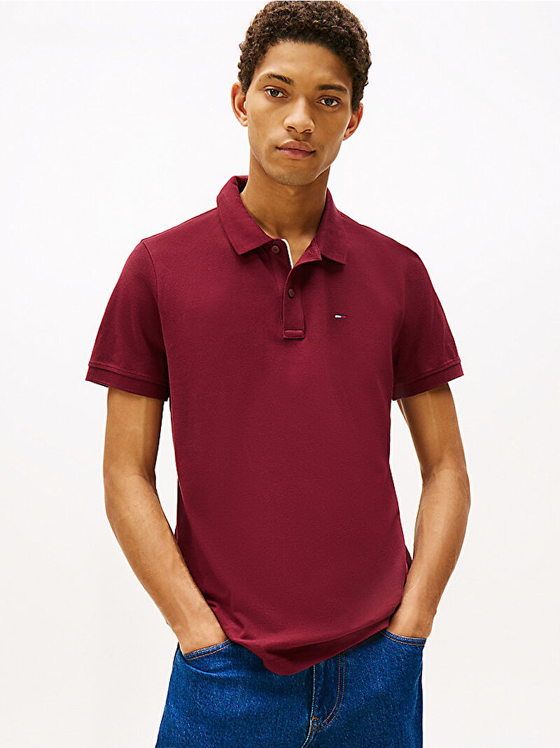 Erkek TJM Slim Placket Polo T-shirt Kırmızı DM0DM20676XIU