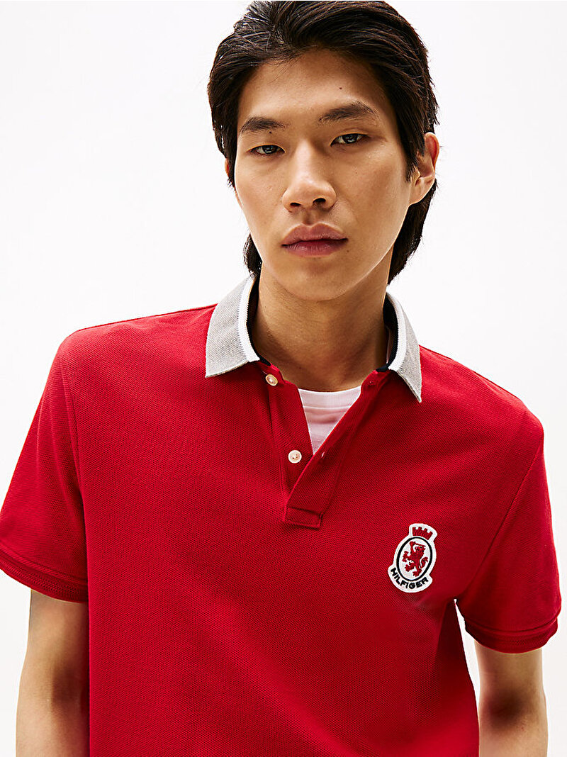 Erkek Herrinbone Collar Polo T-shirt Kırmızı MW0MW40821XLD