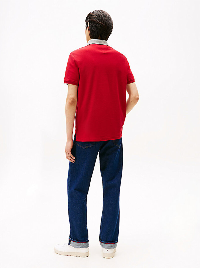 Erkek Herrinbone Collar Polo T-shirt Kırmızı MW0MW40821XLD