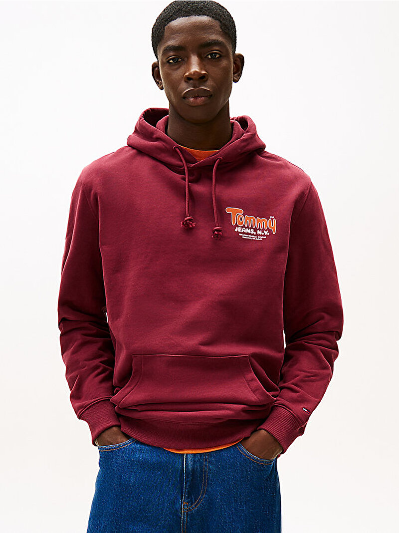 Erkek TJM Regular Font Play Hoodie Kırmızı DM0DM22086XIU