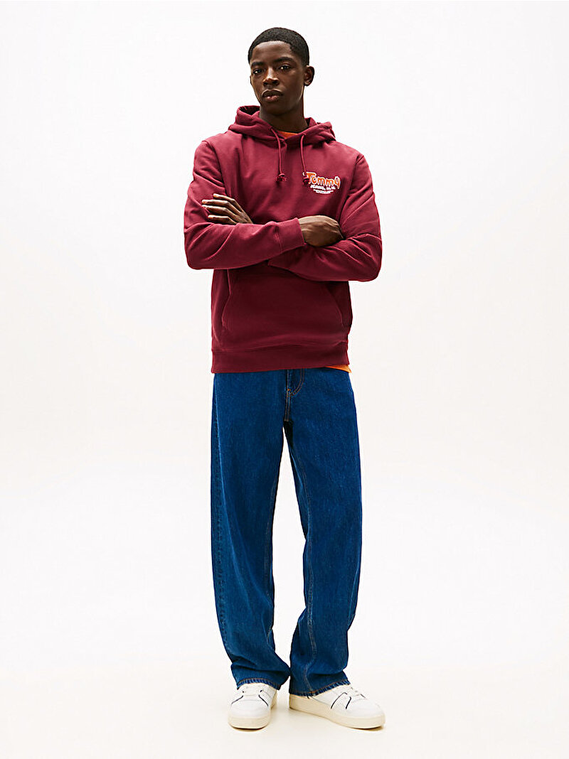 Erkek TJM Regular Font Play Hoodie Kırmızı DM0DM22086XIU