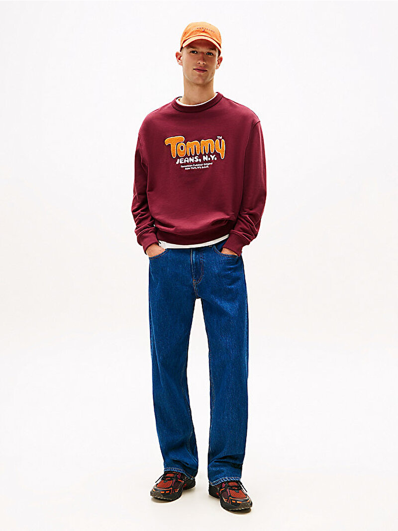 Erkek TJM Relax Boucle Sweatshirt Kırmızı DM0DM22087XIU