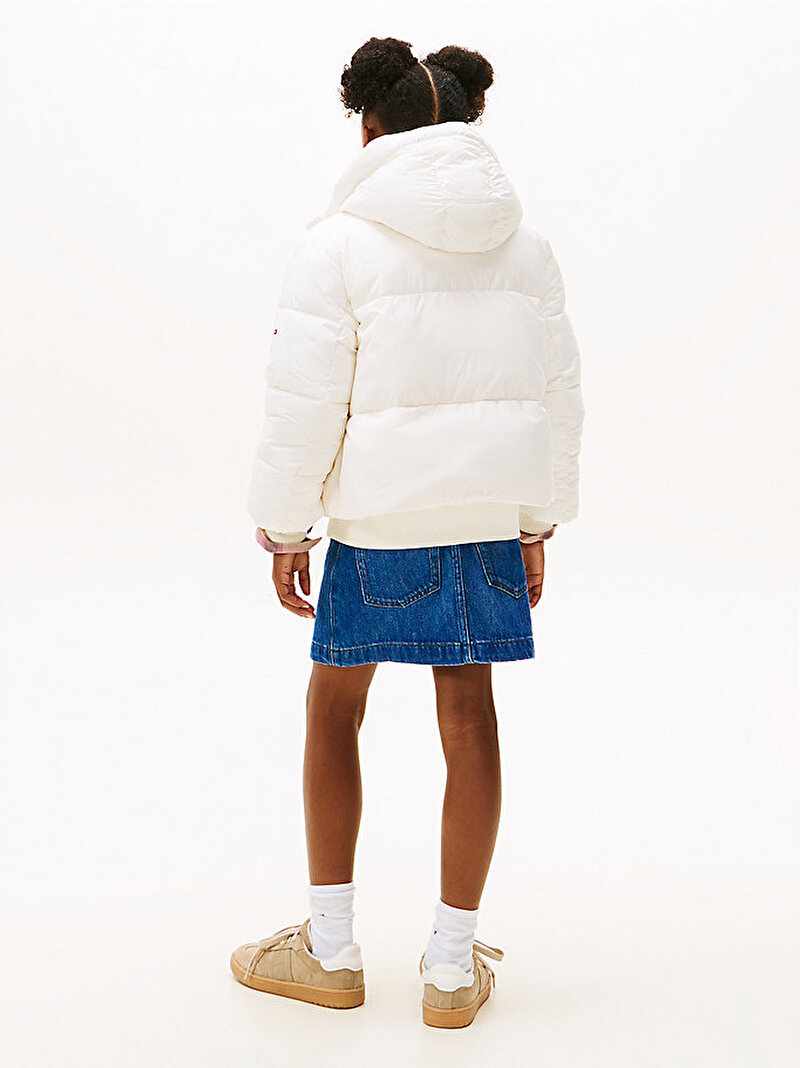 Kız Çocuk Branded Puffer Mont Beyaz  KG0KG08861YA8