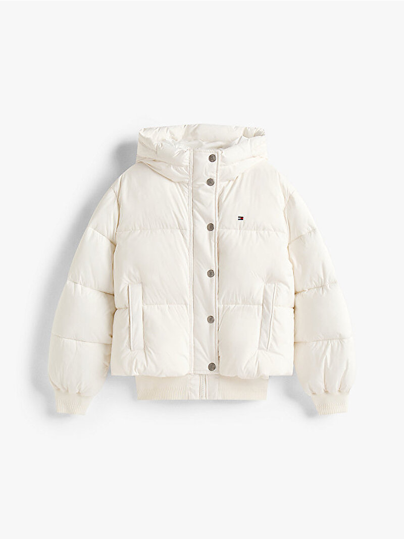 Kız Çocuk Branded Puffer Mont Beyaz  KG0KG08861YA8