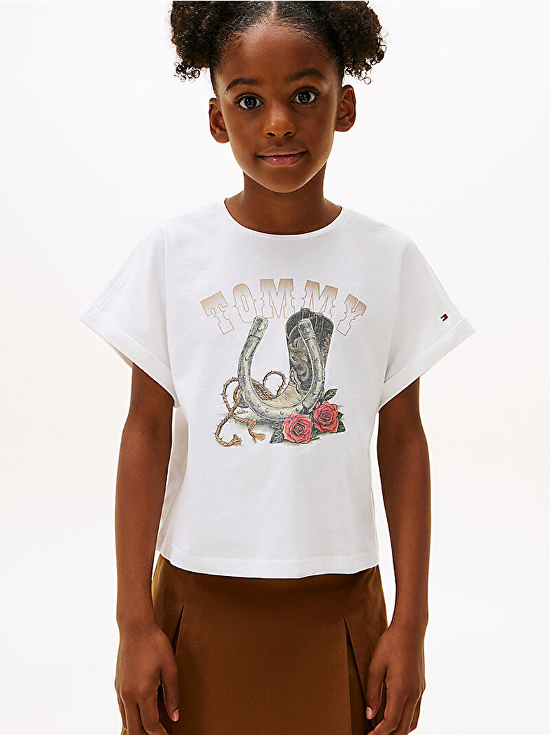 Kız Çocuk Fun Graphic T-shirt Beyaz  KG0KG08995YBR