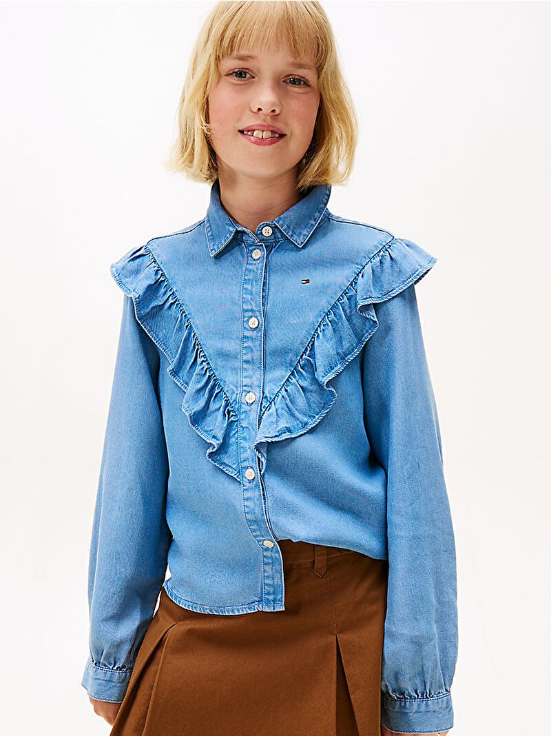 Kız Çocuk Ruffle Bluz Mavi  KG0KG090261CD